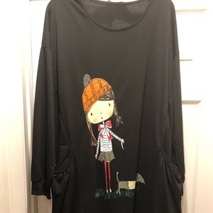 Black 2XL sweatshirt material dress